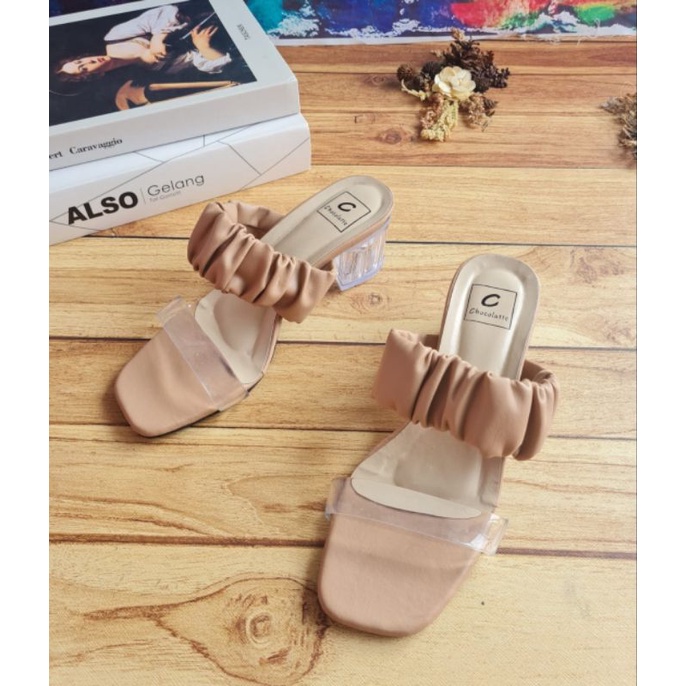 ABBUSHOES  ON  01 hak kaca jely kerut 5cm