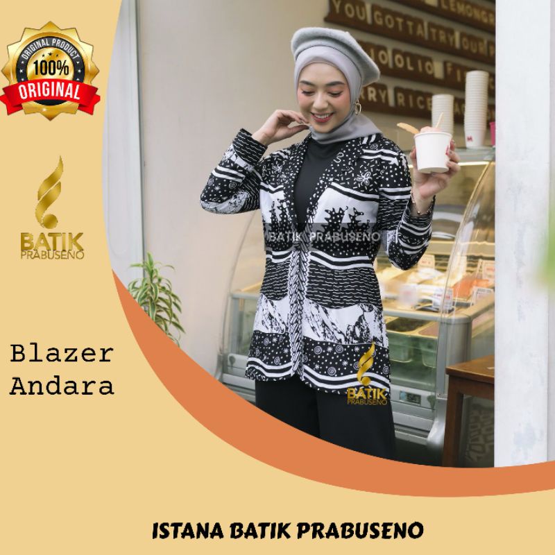 Blazer Andara Batik Prabuseno Wanita Original Batik Wanita Modern Blazer Etnik Kantoran