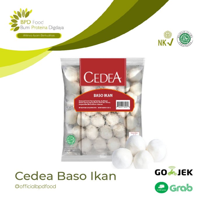 

CEDEA BASO IKAN BESAR 500GR / BAKSO IKAN BESAR - FROZEN FOOD - HALAL - BARU