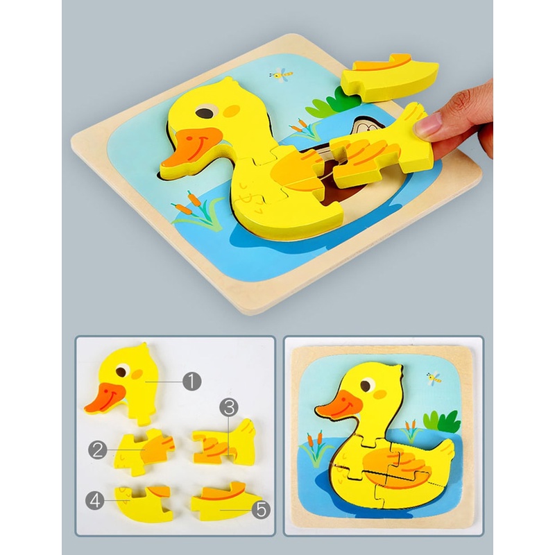 Mini Chunky Puzzle Ver 3 Wooden Puzzle Anak Puzzle Kayu Puzzle 3D Mainan Balita Mainan Edukasi