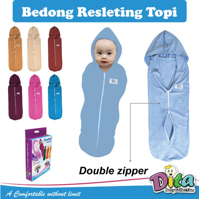 SNI PREMIUM Bedong instan Resleting Topi dita MOONS CARE Bedong topi dita bedong swaddle Instant lampin