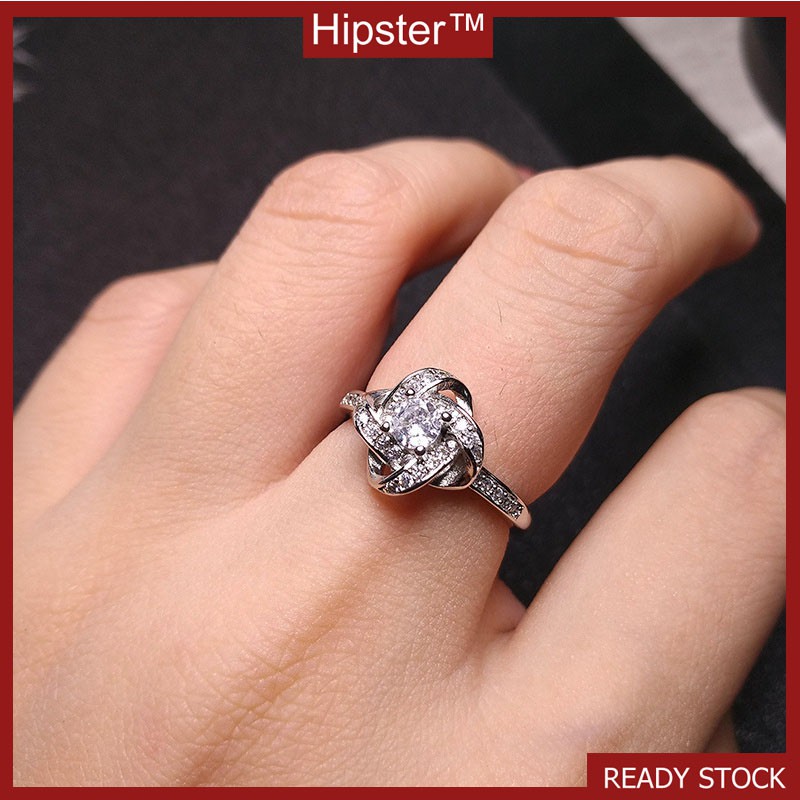 Korean Style Simple Fashion Diamond Rotating Lucky Four-Leaf Clover Ring