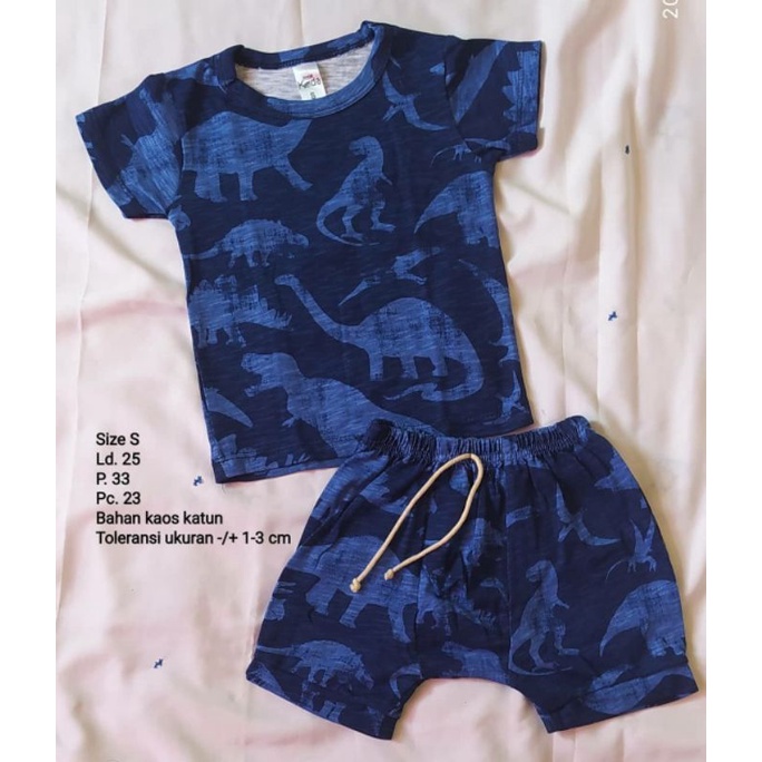 setelan pendek anak little koda s biru