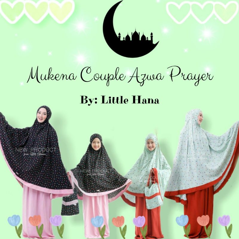 Mukena Anak Motif Bunga Kecil Bahan Rayon Premium Azwa Prayer Little Hanna Free Tas Cantik Usia 6-14 Tahun