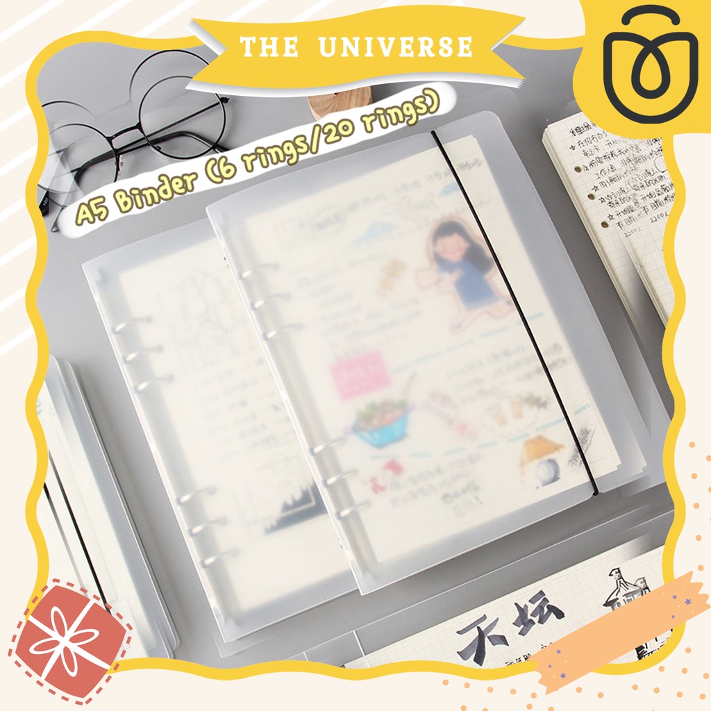 [THE UNIVERSE] Binder A5 Matte 6 Ring 20 Ring Aesthetic Binder Transparan Dove - ST007