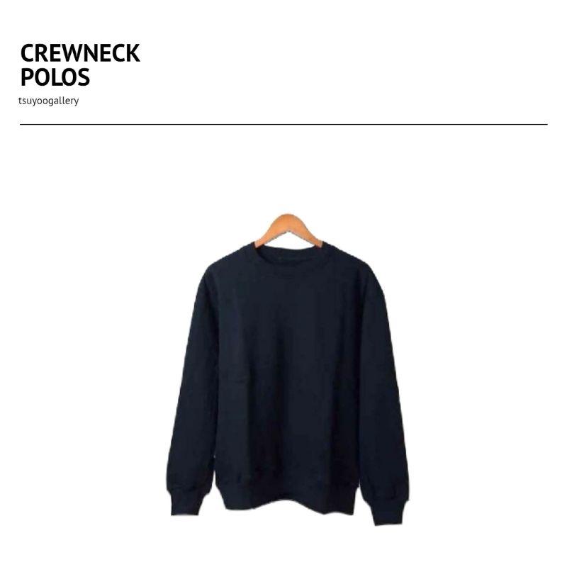 CREWNECK BASIC POLOS SWETER POLOS ROUGHNECK APPAREL WARNA HITAM PRIA DAN WANITA BAHAN KATUN FLEECE L