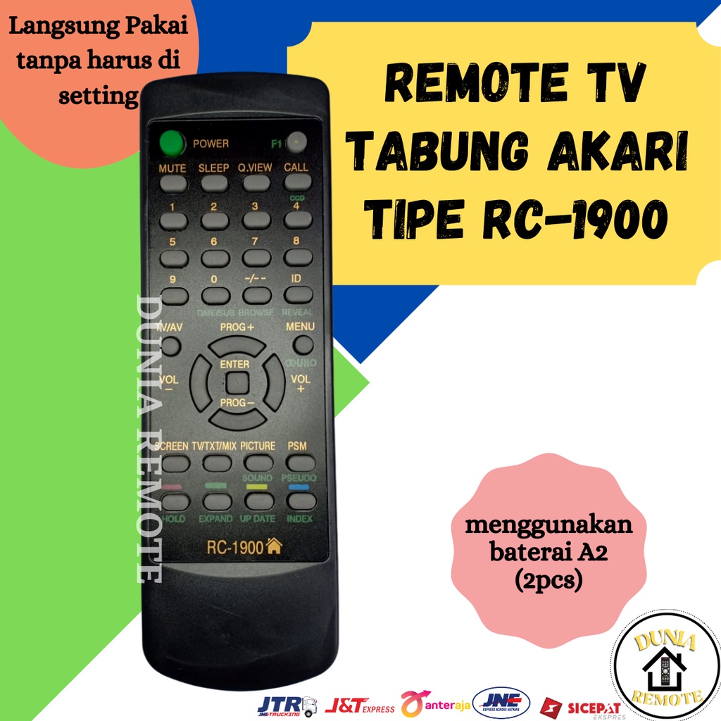 Remot Remote TV Tabung AKARI RC-1900 tanpa setting