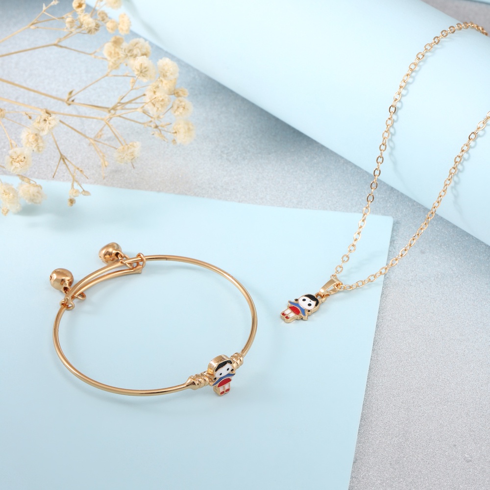 set perhiasan titanium Anak-anak anti karat anting korea kalung wanita gelang tangan wanita cincin wanita D432