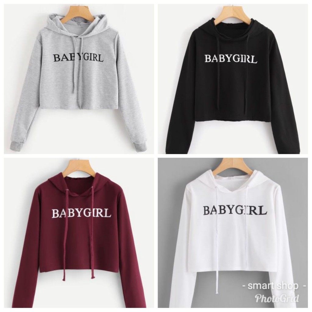 Hokyfashion Sweater Crop Cewe One Banana Long Sleeve Hijau 