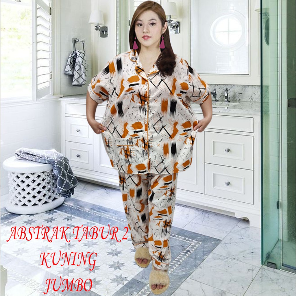 ISANNY PIYAMA SET SIZE.XXL/PIYAMA CP JUMBO KARAKTER/PIYAMA MURAH/PAKAIAN WANITA/REAL PICT-ABSTRA TABUR2 KUNING