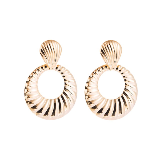 LRC Anting Tusuk Fashion Golden Metal Irregular Embossed Geometric Earrings D99792