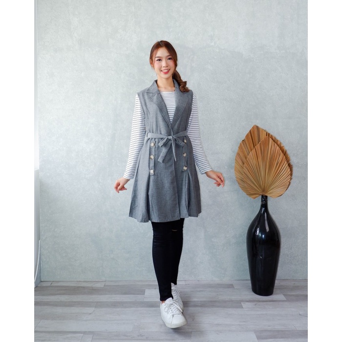 Vest Wanita Korea Halus Jumbo Katun Outer Wanita Panjang Motif Murah Blazer W2L2 Bunga Tebal Kotak B