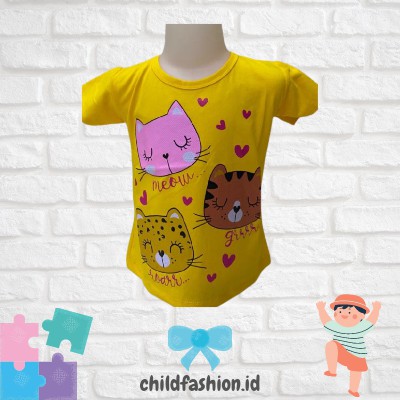 Kaos Anak Perempuan 1-9 Tahun Motif Kucing, Harimau & Macan