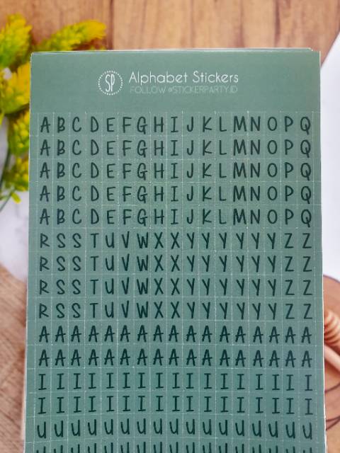 [Sticker Party] 442pc Stiker Huruf Aesthetic Huruf Besar Stiker Bujo Alfabet Agenda Ukuran Kecil 0,5-6