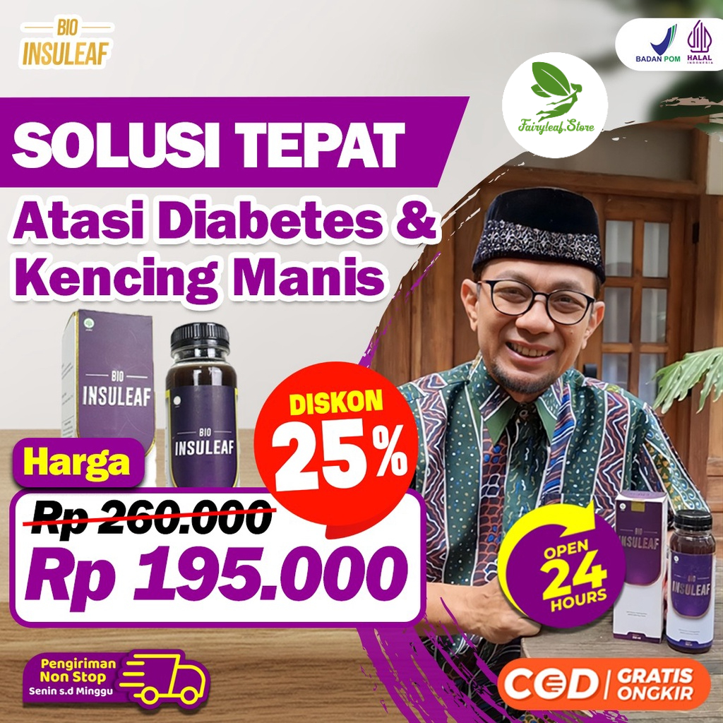 Bio Insuleaf - Solusi Atasi Kencing Manis, Diabetes Melitus, Cegah Gagal Ginjal Gula Darah Tinggi Kurangi Kadar Glukosa Atasi Kolesterol