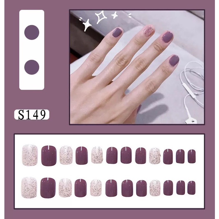 24PCS/SET Simulasi Lem Alpukat Memakai kuku palsu R Perawatan Kuku Palsu-S149