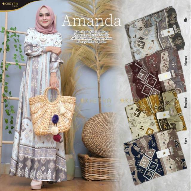 Amanda maxy dress gamis motif etnik by Kheyra hijab