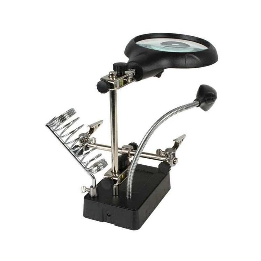 Helping Hand Magnifier 5 LED TE800 Alat Bantu Solder Kaca Pembesar Jepit PCB TE-800 AC DC