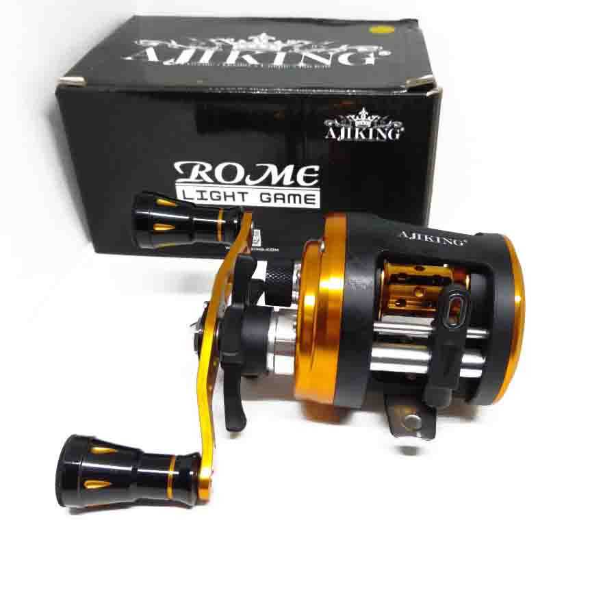 Ajiking Rome Light Game 100R Gold. Over Head Round Fishing Reel