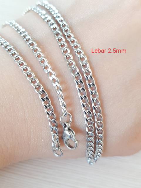 kalung fashion titanium silver import putih KGS01