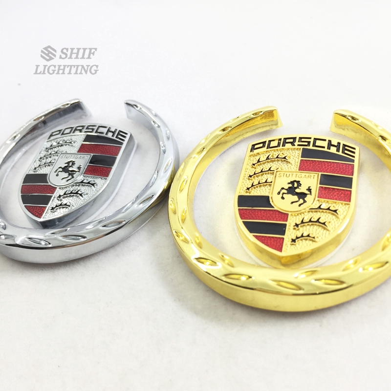 Stiker logo PORSCHE Bahan Metal Untuk Dekorasi Mobil