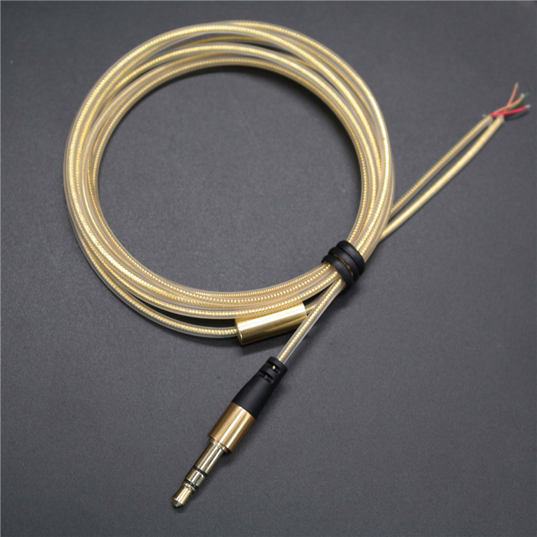 1pcs 130cm 18 core aluminum foil wire DIY Earphone cable 3.5mm Gold Plug