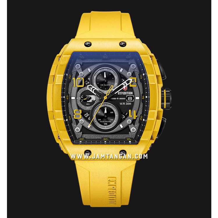 Expedition Chronograph E 6782 MC RYLBA Black Dial Yellow Rubber Strap