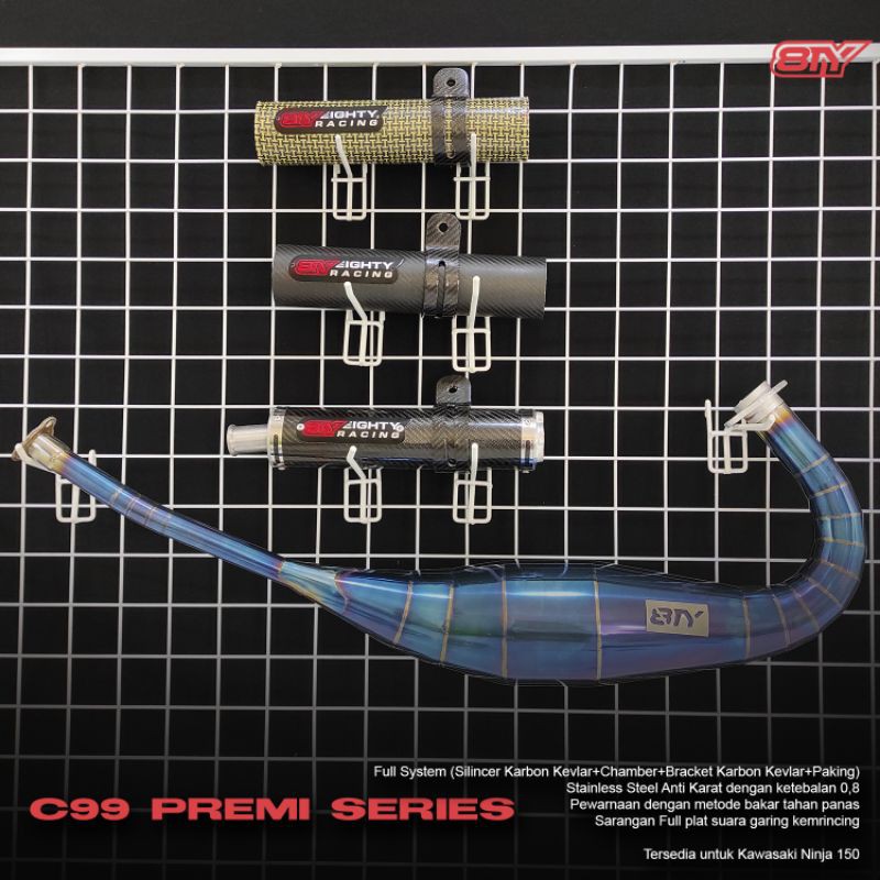 Knalpot Ninja RR R Full Blue silincer Karbon Kevlar Eighty 8TY