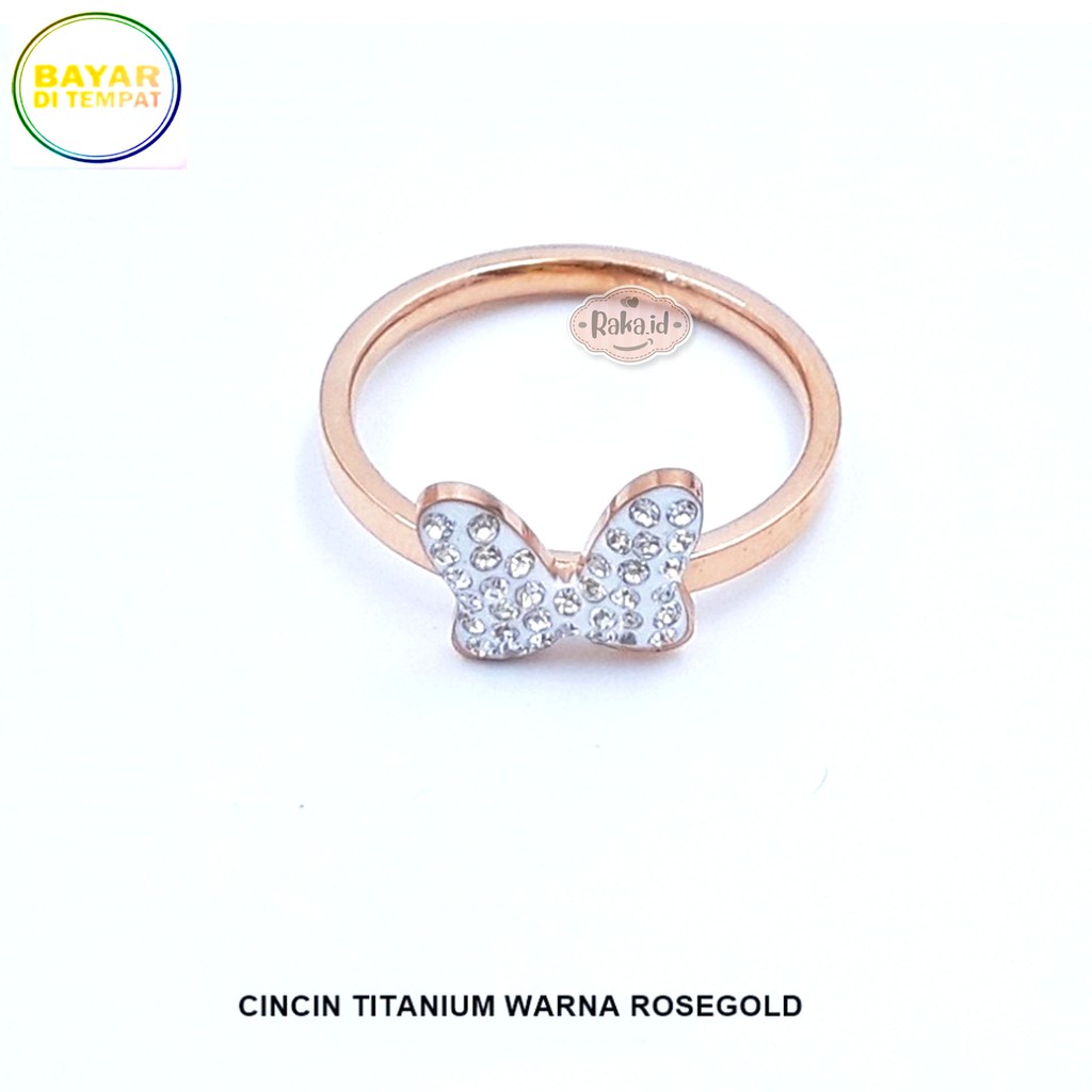 RAKA Acc - Cincin Wanita Cincin Titanium Pita Minnie Mouse Putih Blink Aksesoris Perhiasan 531