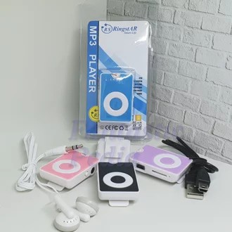 Mp3 Player Mini Jepit portable bisa dicharger ada kabel dan headset bisa pakai memory microsd