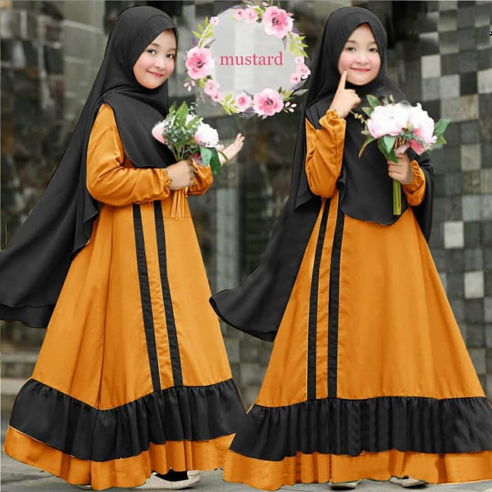 NOURA SYARI KIDS EP BAJU  MUSLIM ANAK  PEREMPUAN  BUSANA 