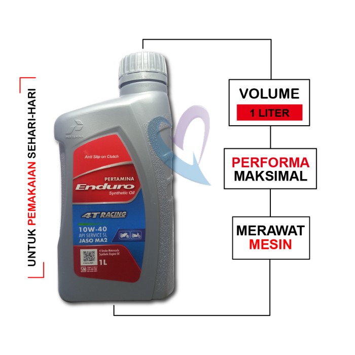 Pertamina Enduro Racing 1 Liter 10w40 JASO Ma2 API SJ Oli Motor Sport