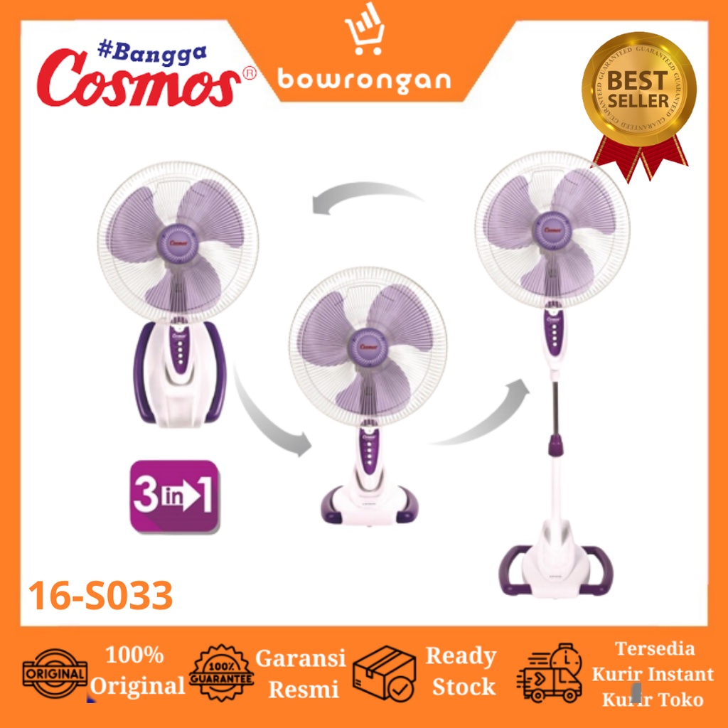 COSMOS KIPAS ANGIN 3IN1 WALL DESK STAND FAN 16-S033 16 S033 16S033