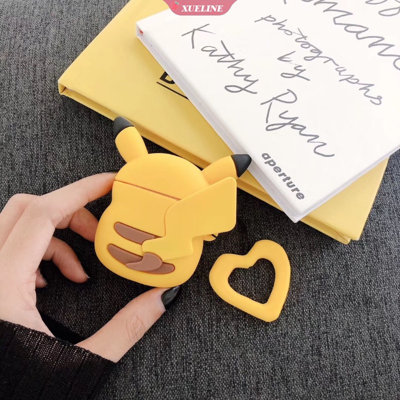 Case Pelindung Headphone Bluetooth Bahan Silikon Motif Kartun Pikachu Untuk AirPods 1 2