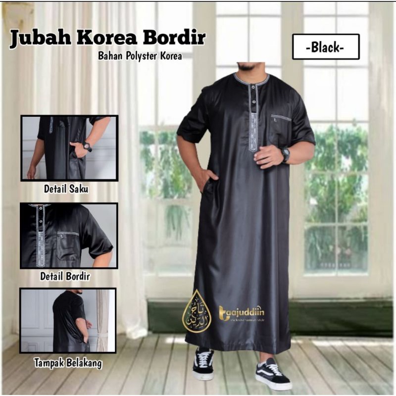 GAMIS OBLONG BORDIR MODEL IKAF KAIN POLYSTER KOREA
