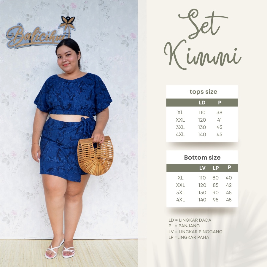 Balicihui One Set Kimmi Setelan Jumbo Big Size Plus Size Set Crop Top Curvy Outfit