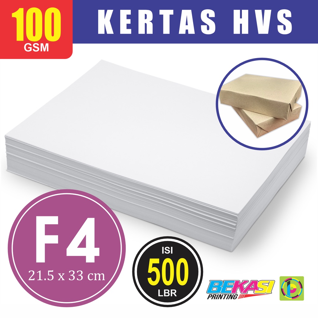 

Woodfree Paper Kertas HVS 100 GSM F4 Folio 21.5x33 cm - 1 RIM (500 Lembar)