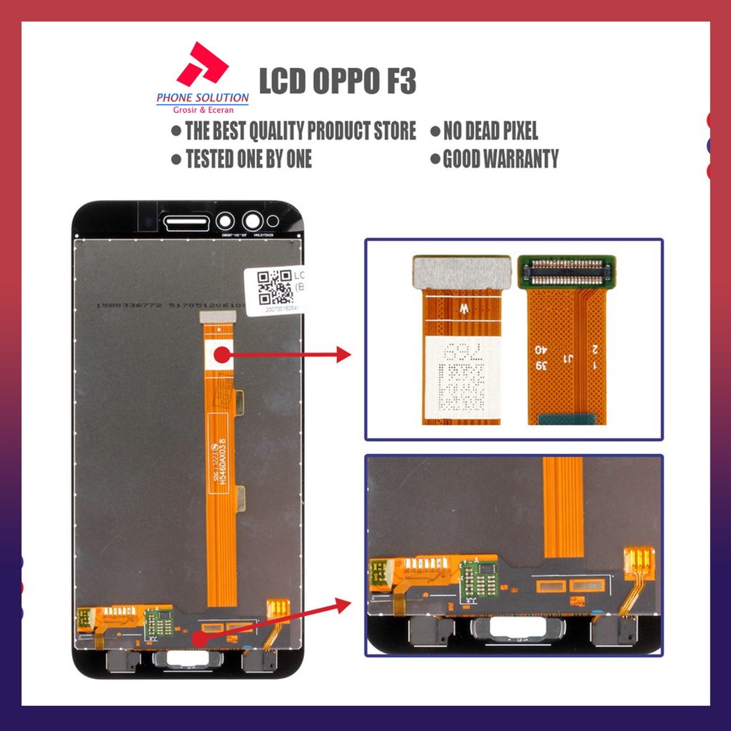 LCD Oppo F3 Fullset Touchscreen - Parts Kompatibel Dengan Produk Oppo // Supplier LCD Oppo F3 - Garansi 1 Bulan