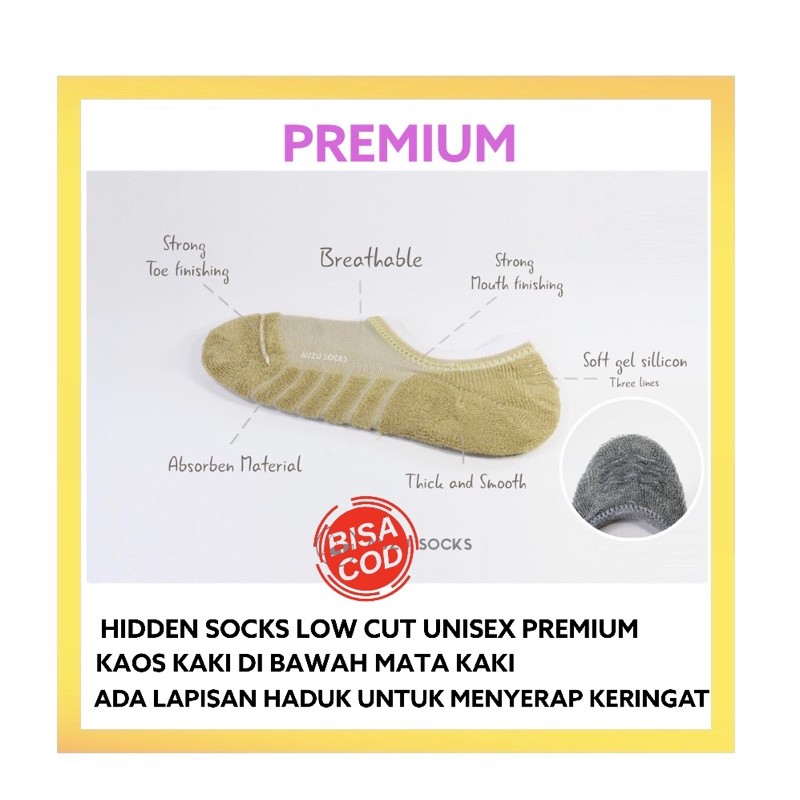 HIDDEN SOCKS LOW CUT PREMIUM TEBAL / KAOS KAKI DIBAWAH MATA KAKI / INVISIBLE SOCKS / ANGKLE SOCKS