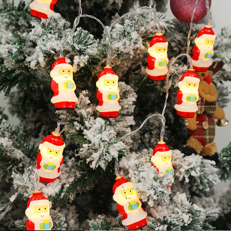 Lampu String LED 1.5 / 3M Bentuk Kartun Santa Claus Untuk Dekorasi Pohon Natal