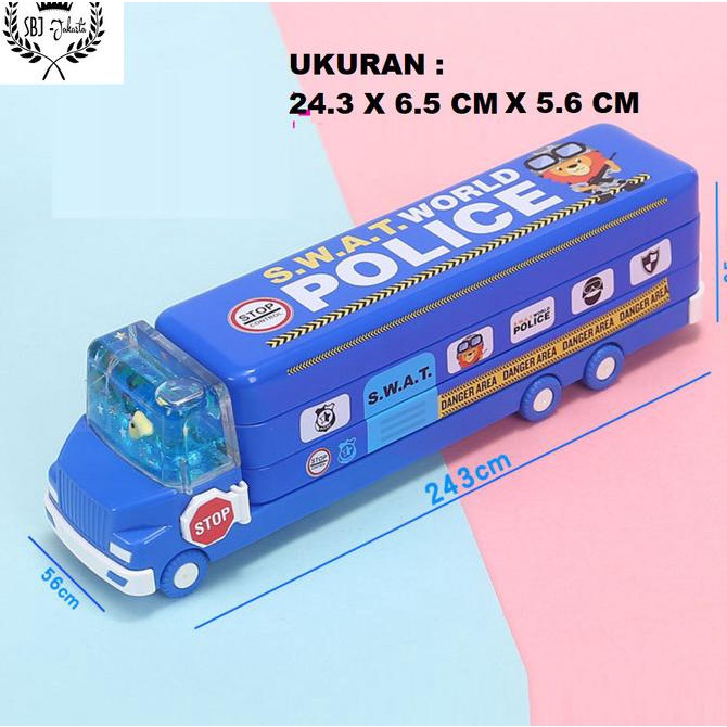 

Tempat Pencil Anak Tempat Pensil Kotak Pensil Bus Double Decker Metal Series Unik Lucu