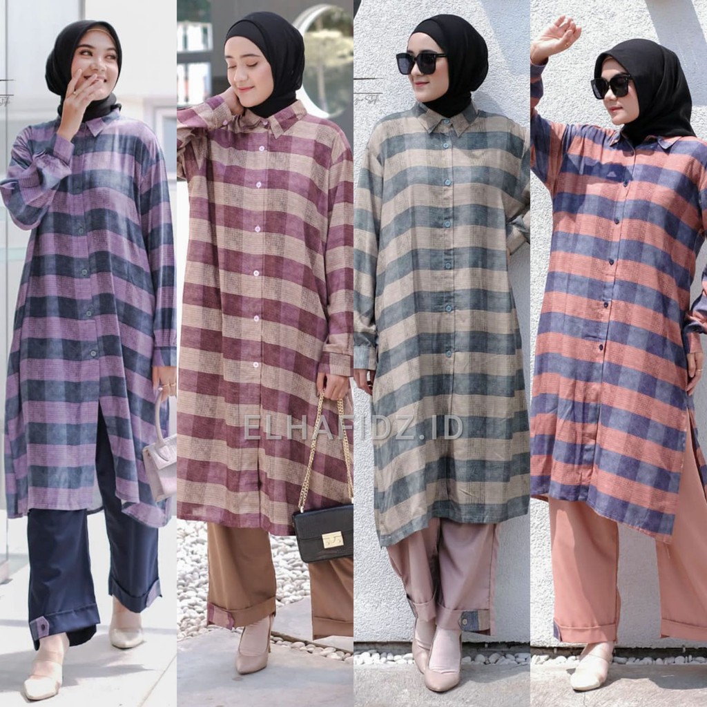 Vente Daily Alma One Set Jumbo Rayon Diamond Premium Motif Kotak / Setelan Wanita LD 120 / Long Tuni