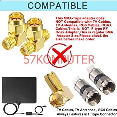 Konektor Cabang 2 Antena Router Orbit T SMA Male to 2x SMA Female - Konektor T KONEKTOR T SAMBUNGAN SMA Antenna Splitter Adapter Router Huawei 4G Antena Modem telkomsel orbit star 2 orbit star 3 orbit star