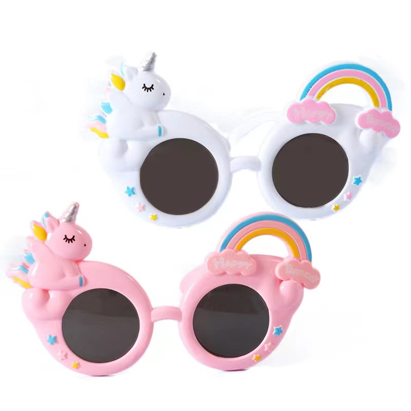 Import China TERBARU [ KADO ULANG TAHUN ]KACA MATA ANAK 0-8 TAHUN KARAKTER UNICORN HAPPY BIRTHDAY