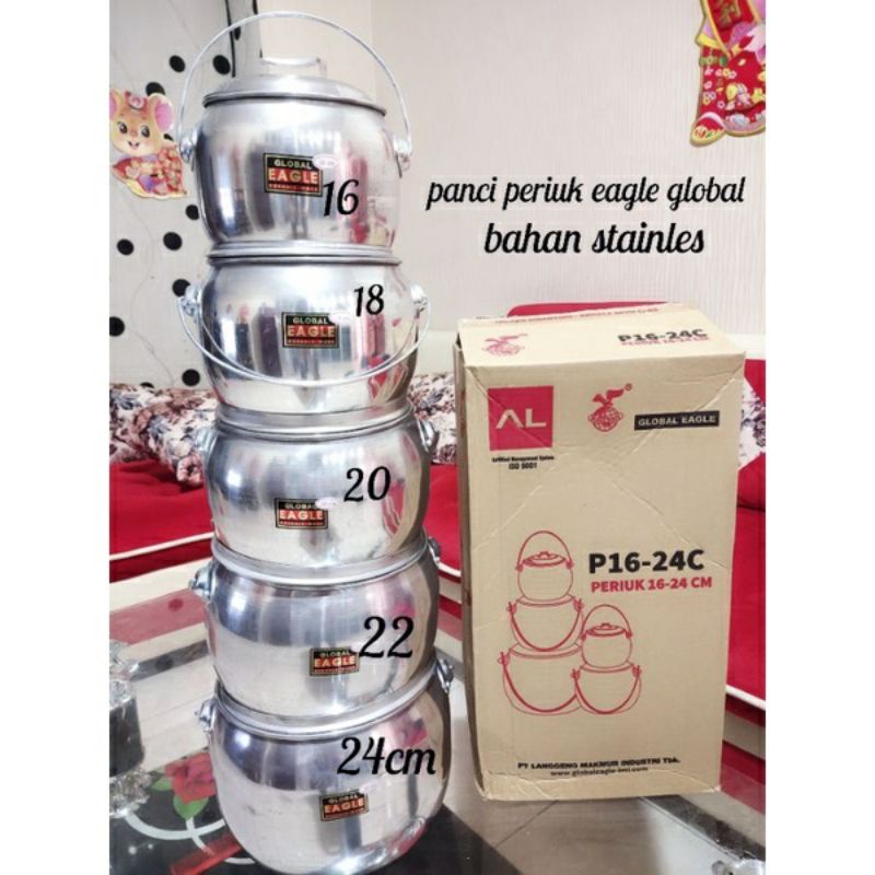 [ ⭐⭐⭐⭐⭐ ] Panci periuk kastrol liwet nasi alumunium besi 22/24 Eagle stainless