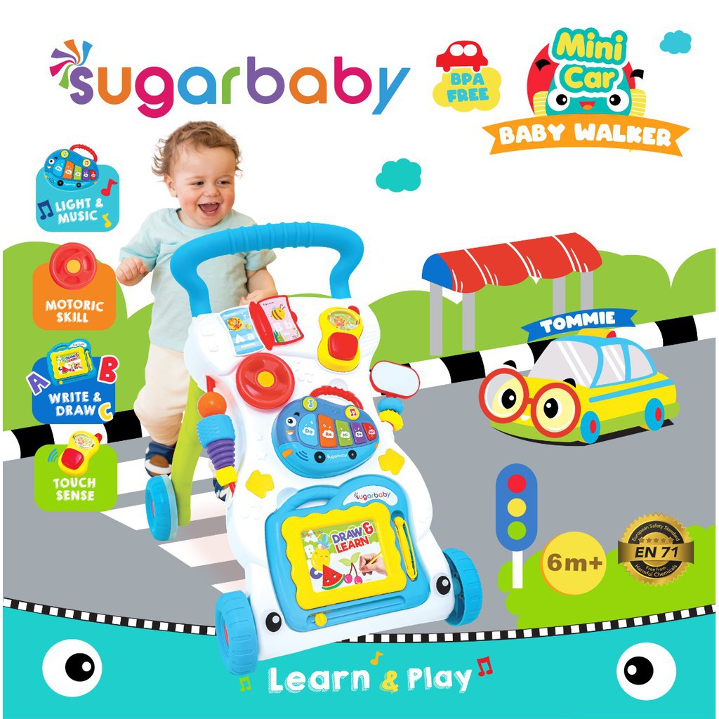 Makassar - Sugar Baby Mini Car Push Baby Walker With Weight Bottle (Baby Walker) - NEW