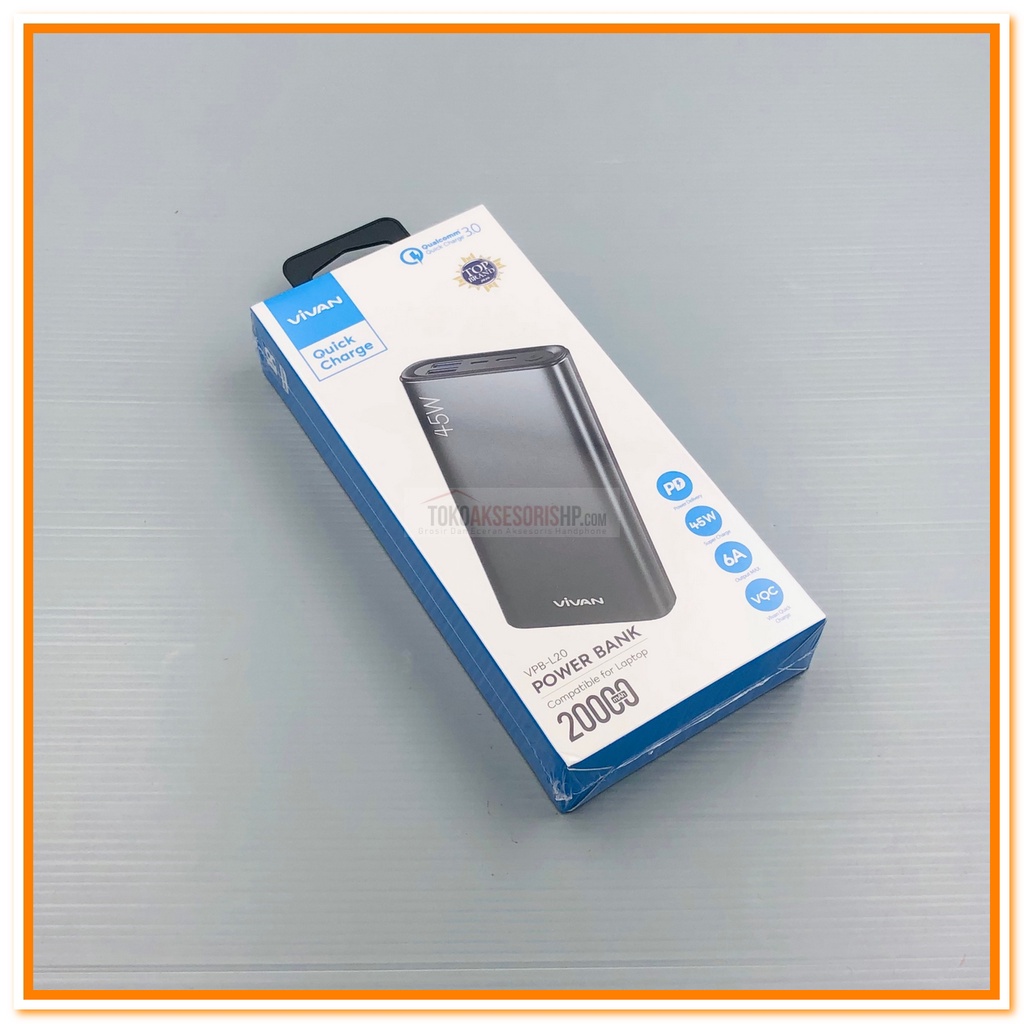 POWER BANK VIVAN VPB-L20 20000mAh 45 WATT 3OUTPUT & 2INPUT PD Q3.0