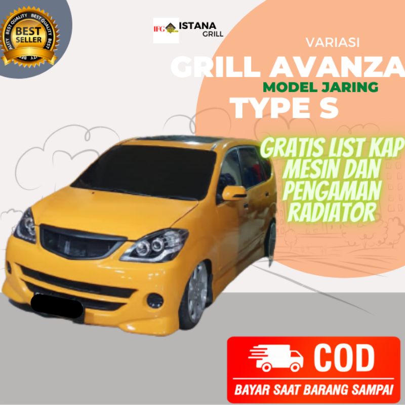 grill avanza s model jaring + list kap mesin dan pengaman radiator