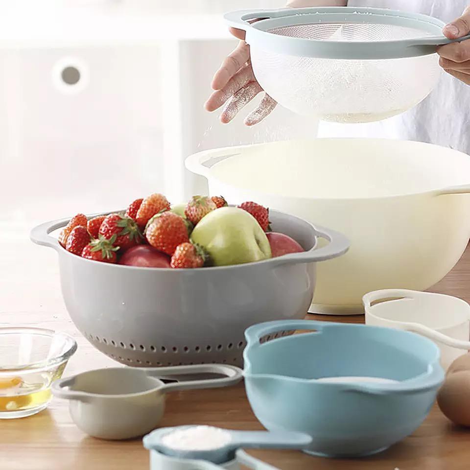 baking tools set / mixing bowl plastic 8in1 / baskom tempat masak baking sendok ukur saringan