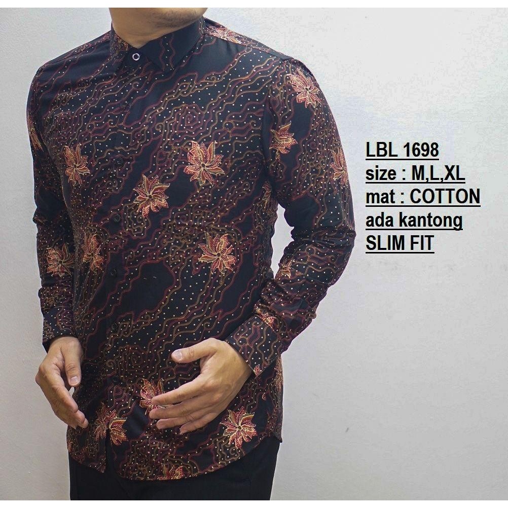 KEMEJA BATIK PRIA SLIM FIT LENGAN PANJANG WARNA MERAH IMLEK ORIGINAL ODZA OL219